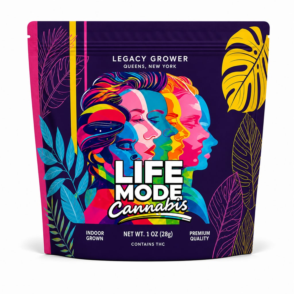 LIFE MODE Ounce Flower Midnight Purple Bag package