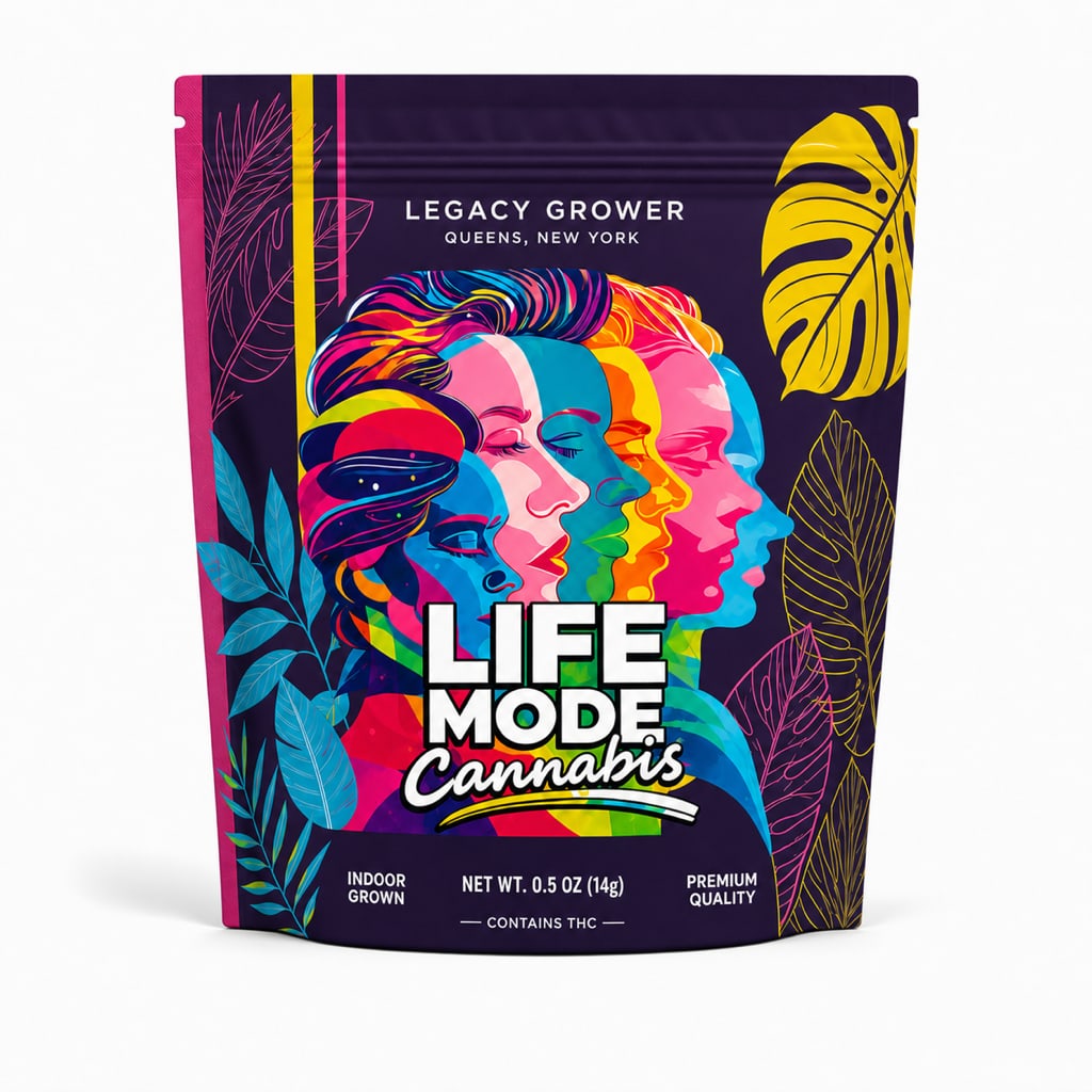 LIFE MODE Half Ounce Flower Midnight Purple Bag package