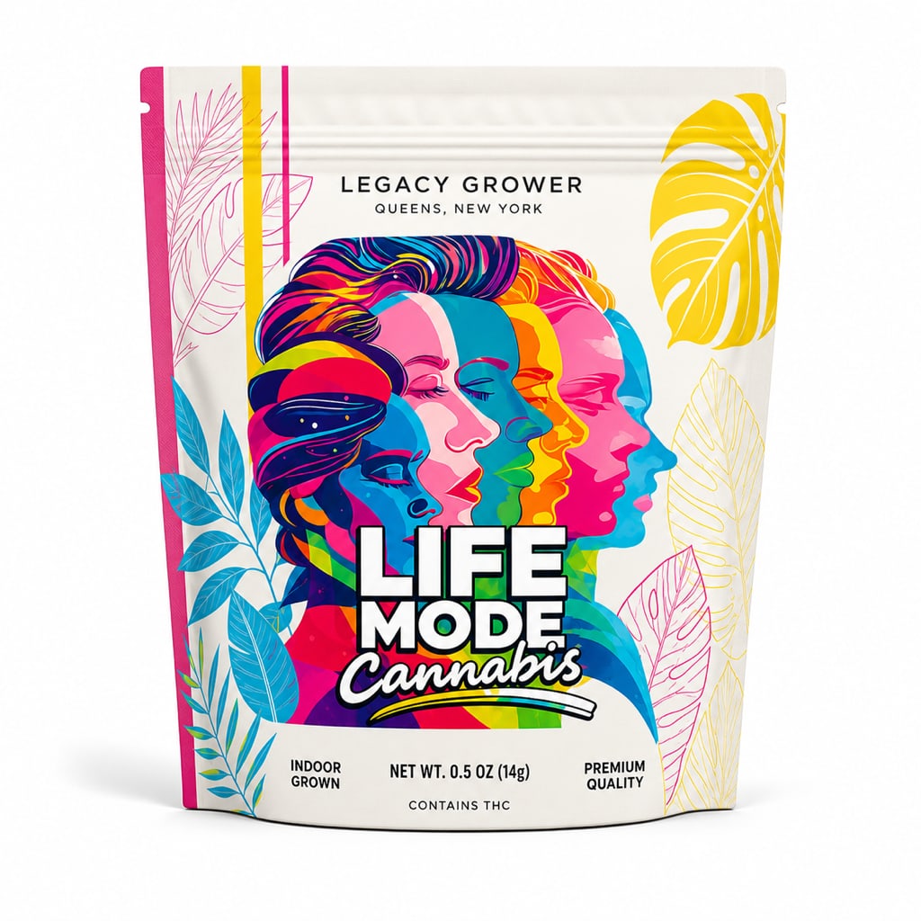 LIFE MODE Half Ounce Flower Off-White Bag package