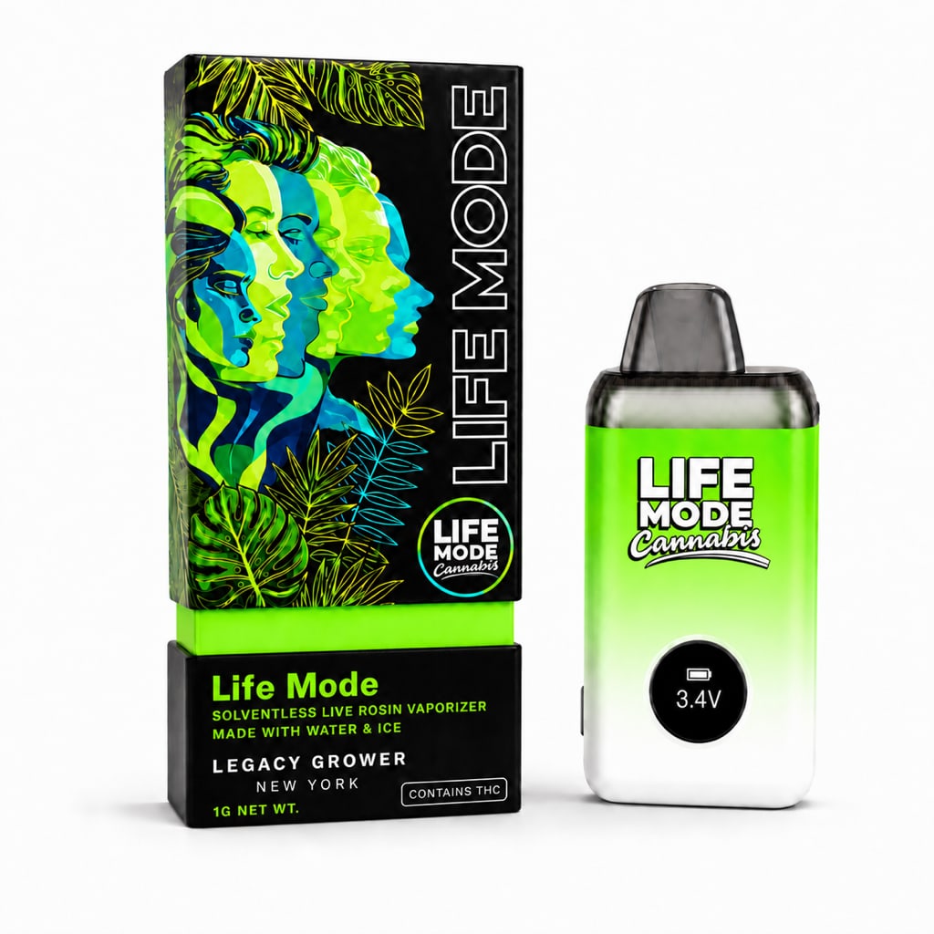 LIFE MODE Live Rosin AIO Vape Neon Green package