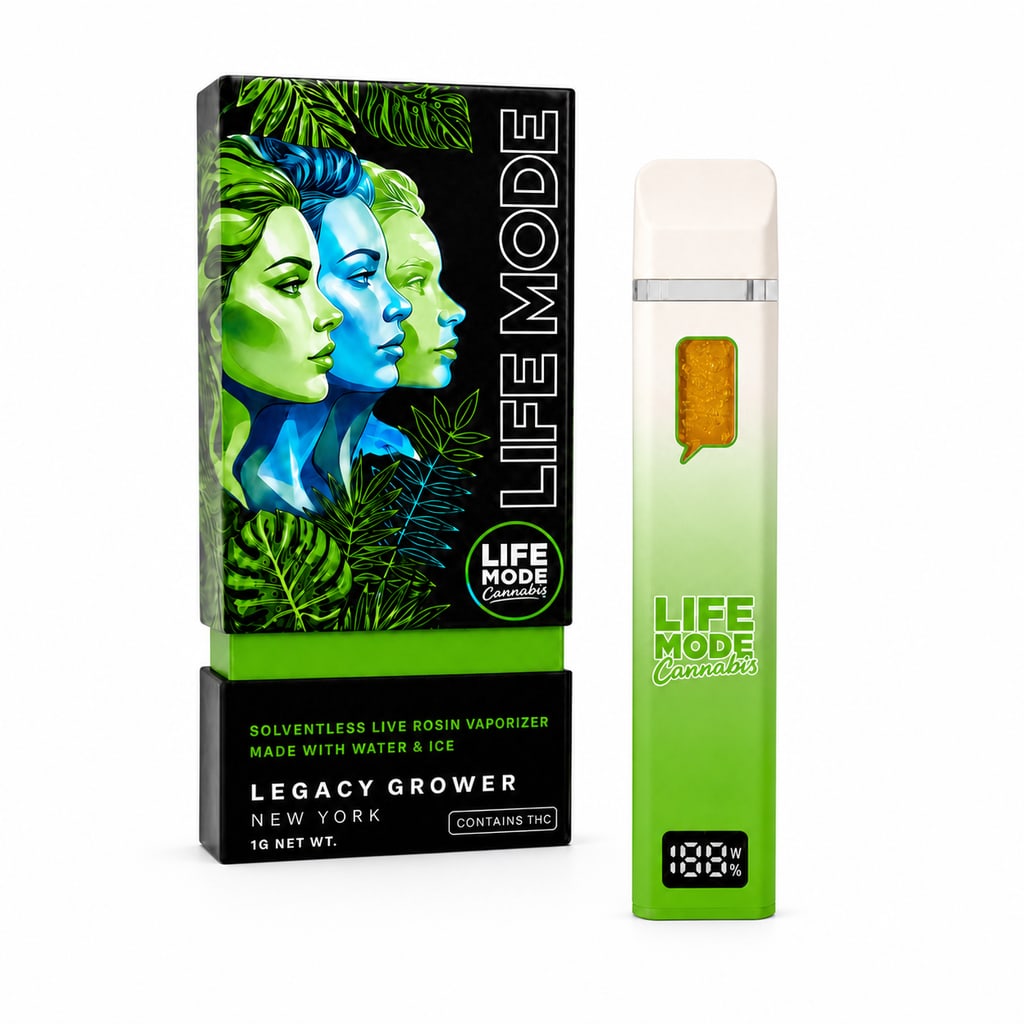 LIFE MODE Live Rosin AIO Vape Neon Green package