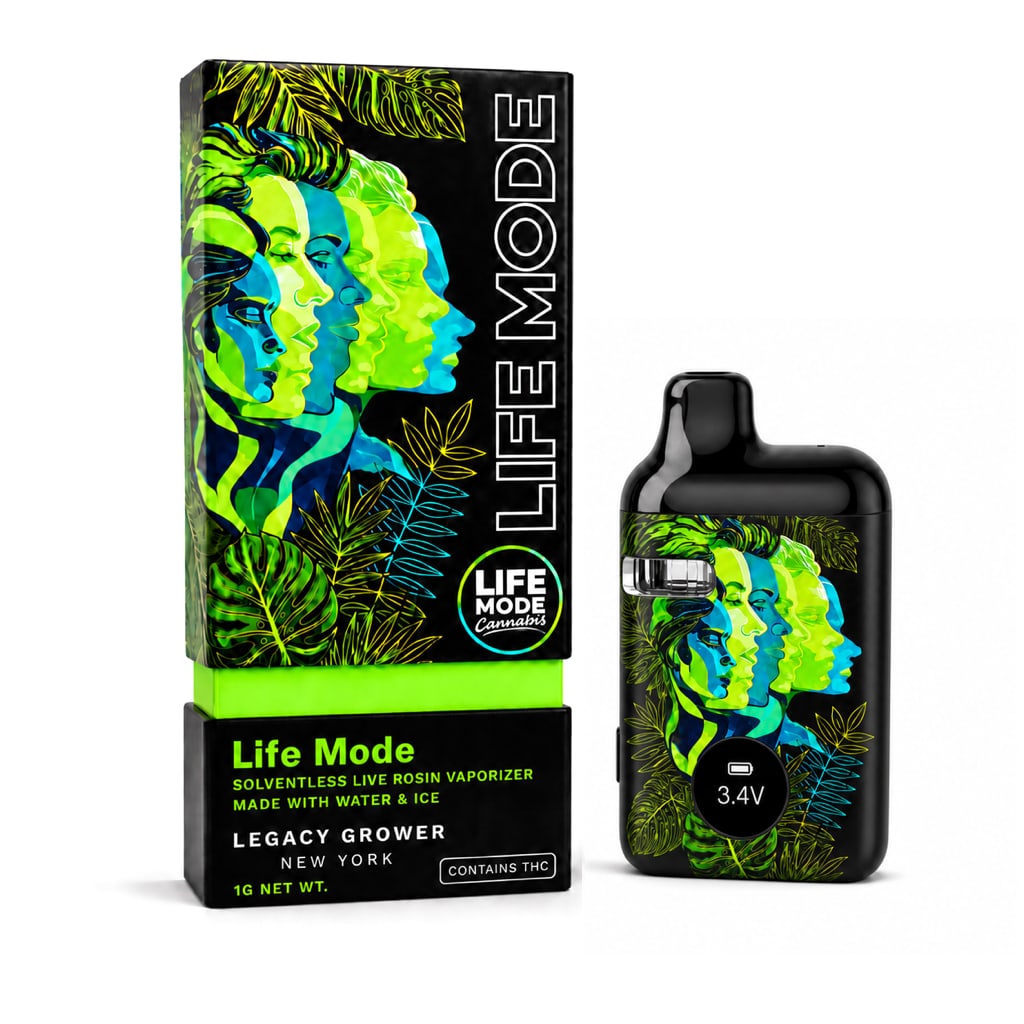 LIFE MODE Live Rosin AIO Vape Neon Green package