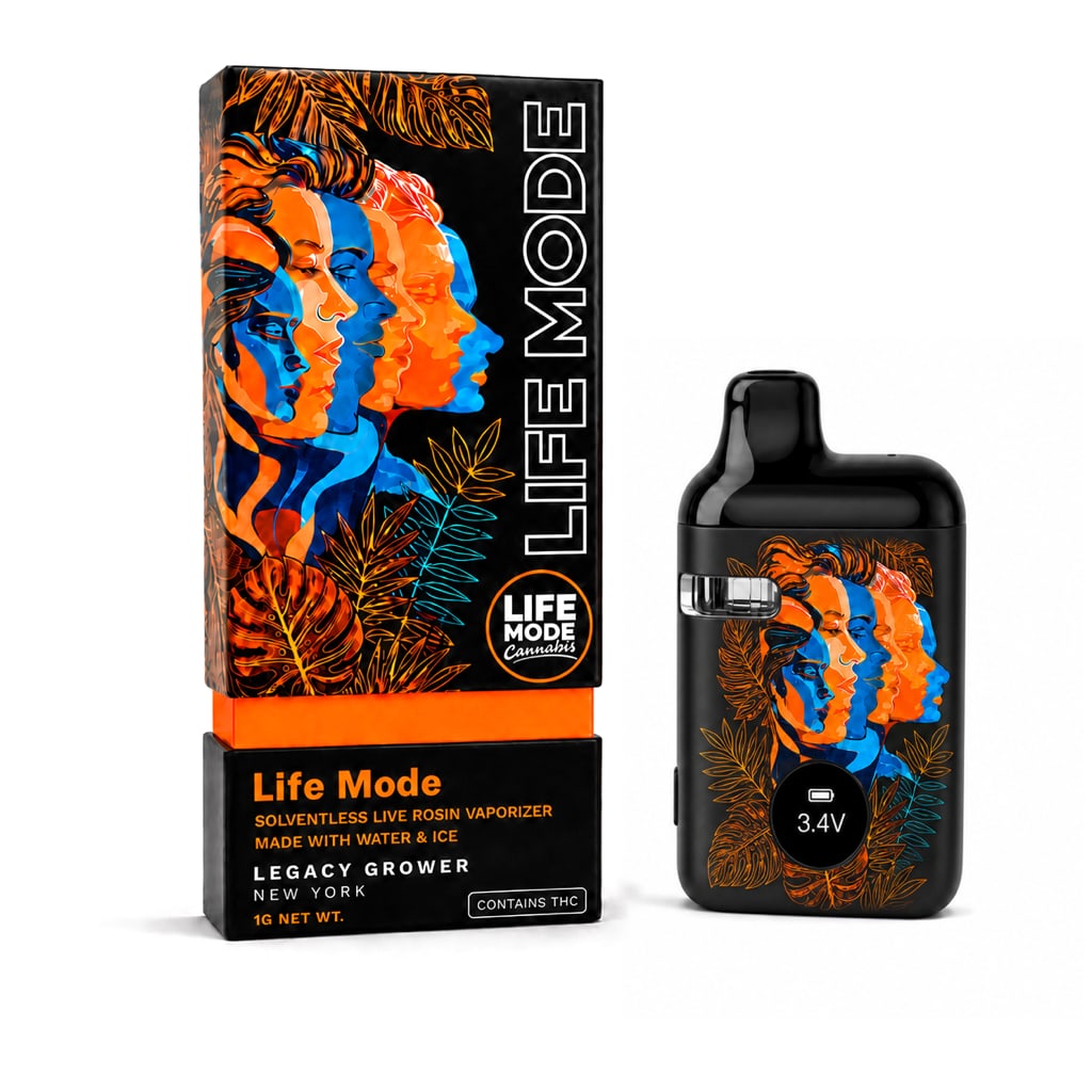LIFE MODE Live Rosin AIO Vape Neon Orange package