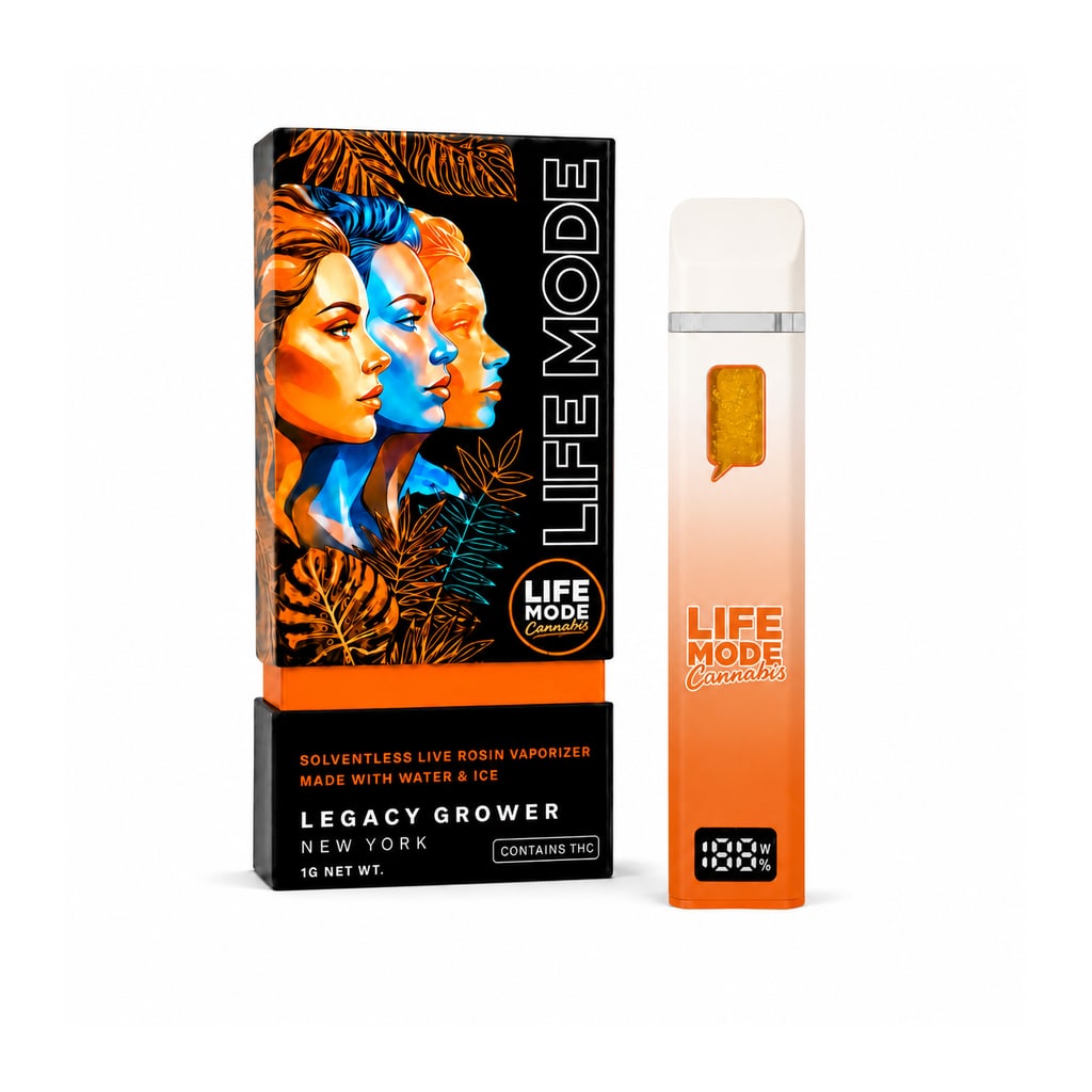 LIFE MODE Live Rosin AIO Vape Neon Orange package