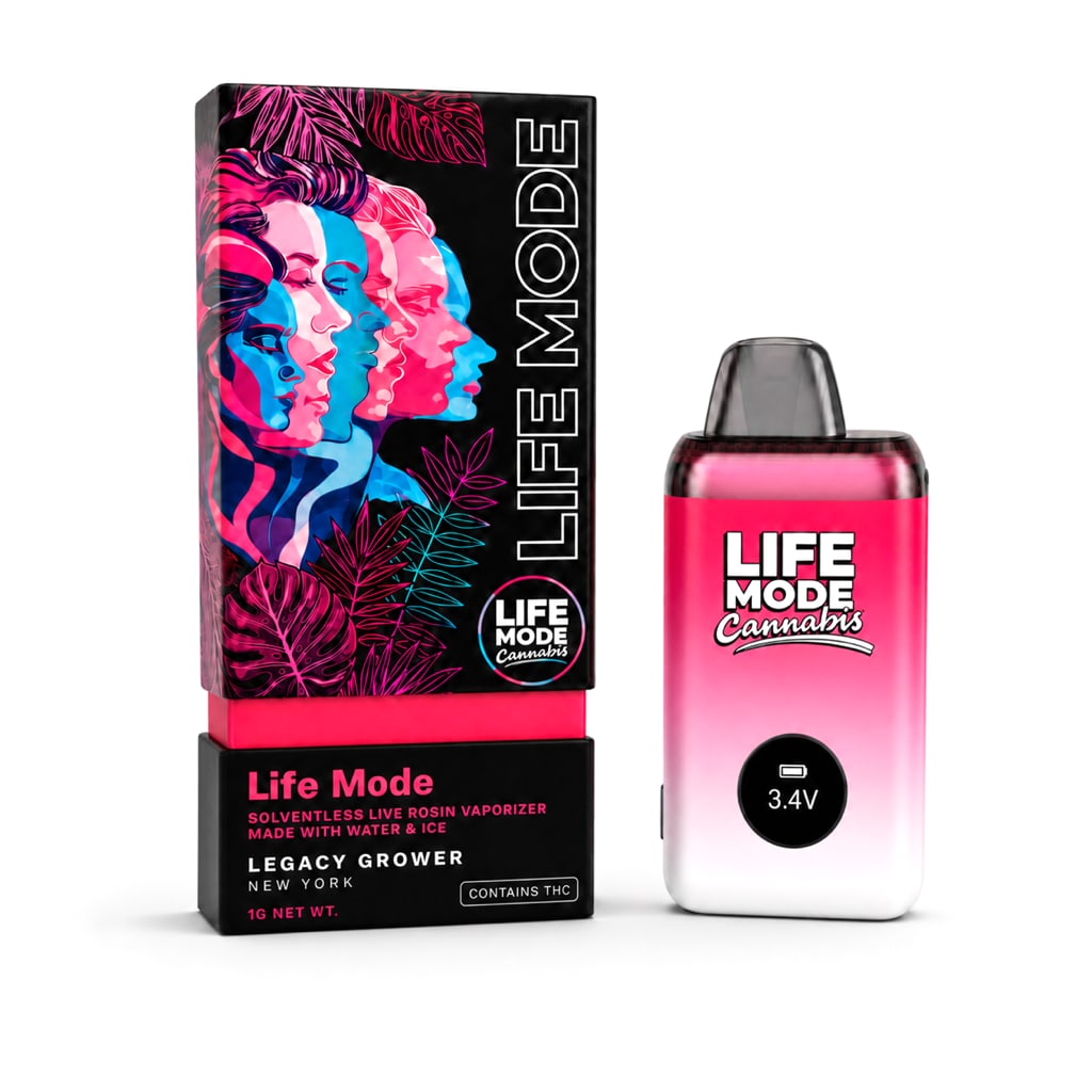 LIFE MODE Live Rosin AIO Vape Pink package