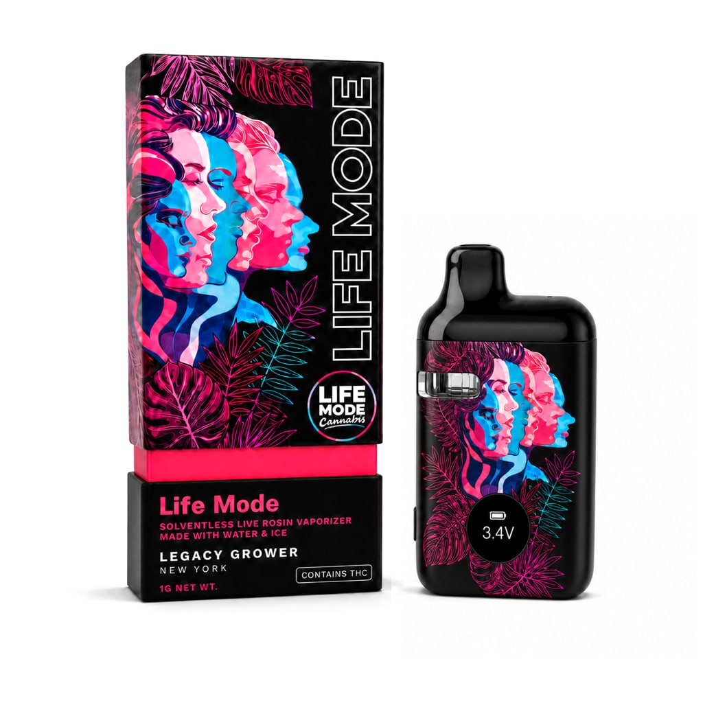 LIFE MODE Live Rosin AIO Vape Pink package