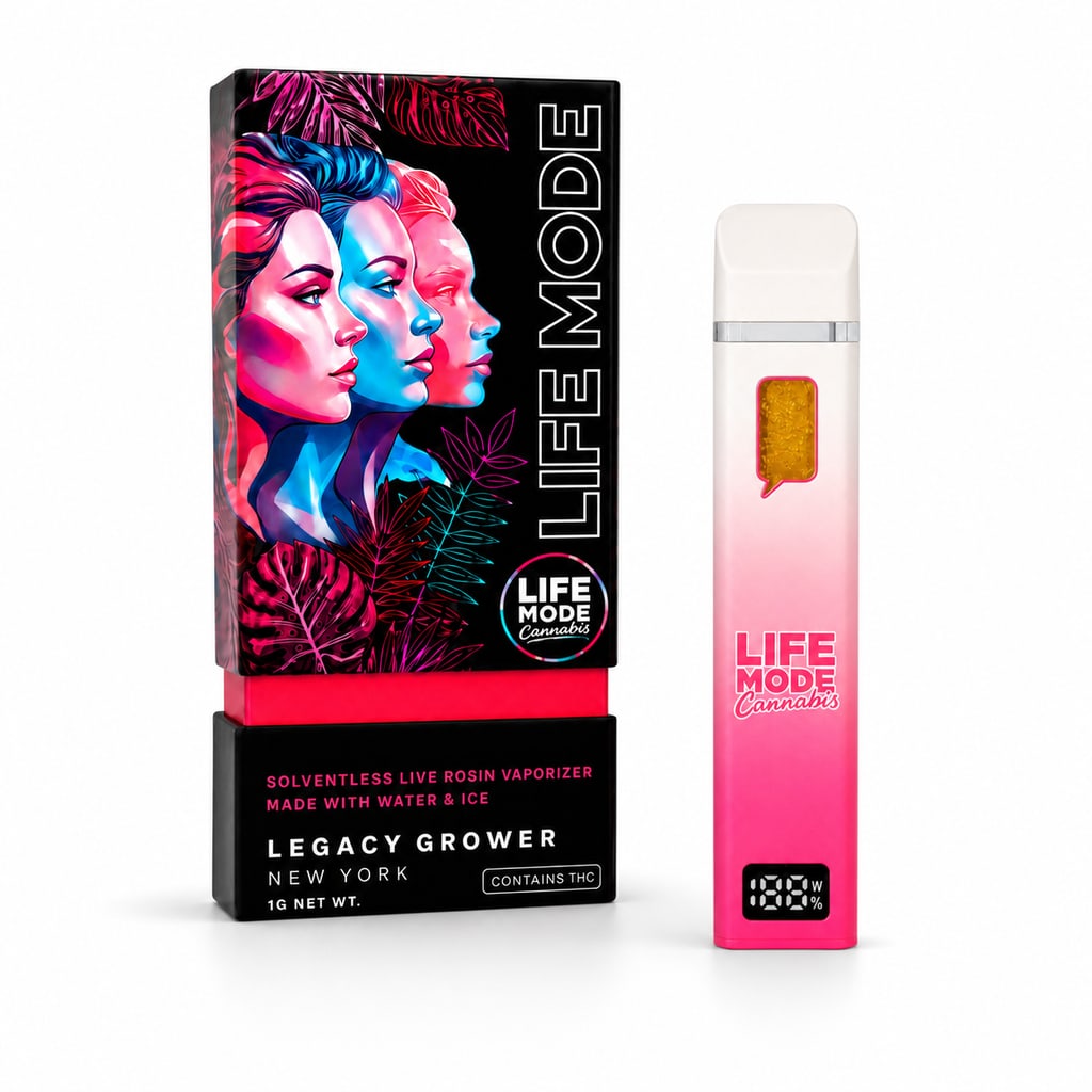 LIFE MODE Live Rosin AIO Vape Pink package